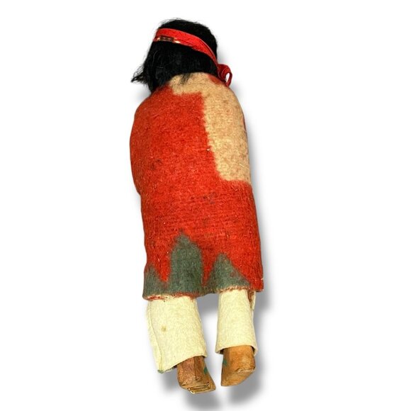 Vintage 40s Skookum Bully Good Indian Man Doll 10" Native American Foot Sticker - Picture 8 of 10
